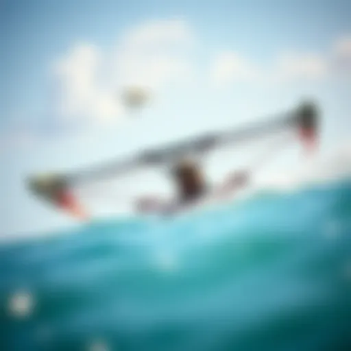 Detailed view of a hydrofoil kit for kiteboarding