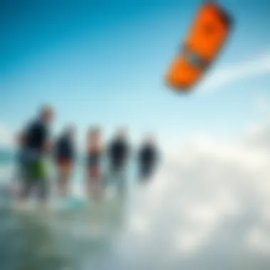 An instructor teaching kite surfing techniques to a group