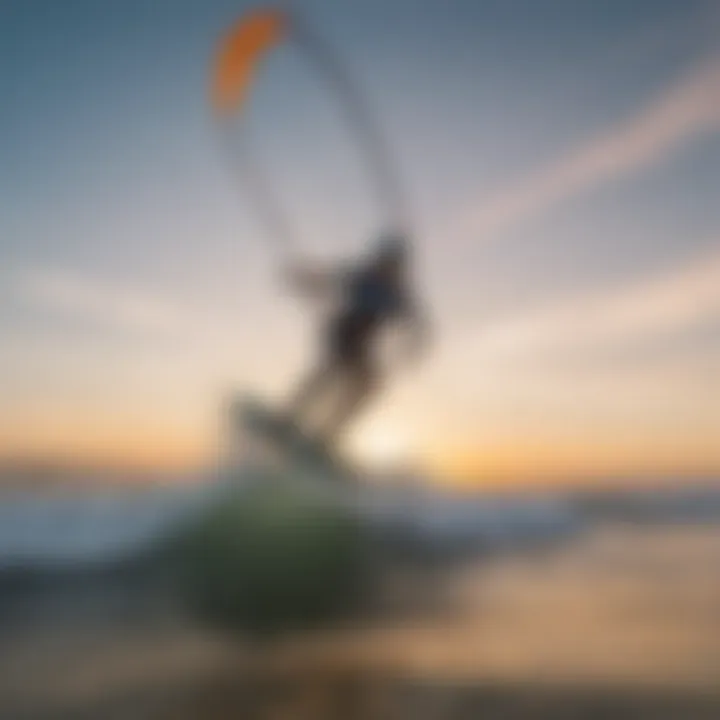 Kite surfer gliding across vibrant waters of Myrtle Beach