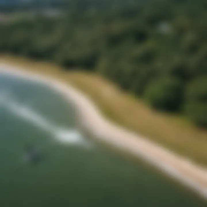 Aerial view of kiteboarding spots in Dallas