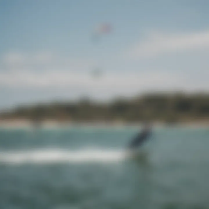 Group of kiteboarders enjoying a friendly competition