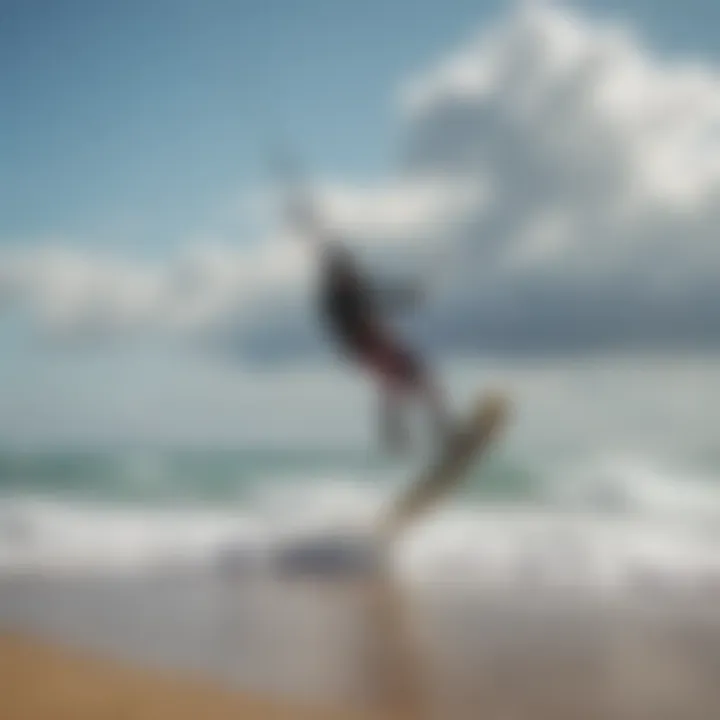 Vibrant kiteboarding scene at a popular beach