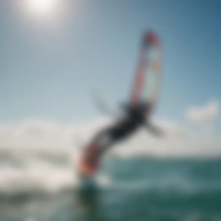 A stunning view of kiteboarders gliding over the water