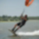 Kiteboarding action on Houston waters