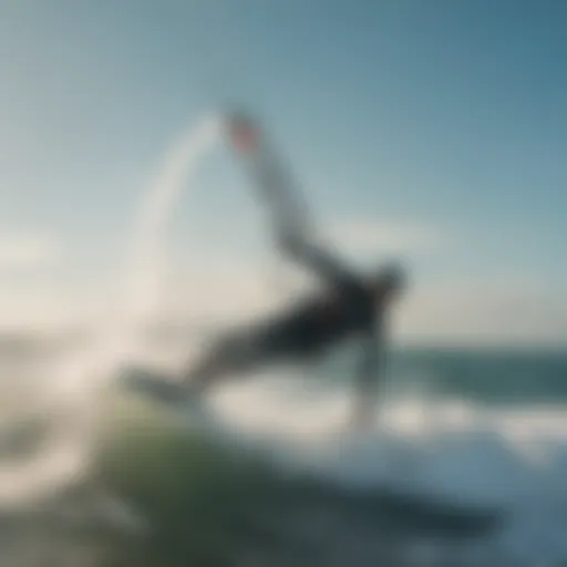 A kiteboarder soaring high above the ocean waves.