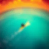 A stunning kiteboarder gliding over turquoise waters