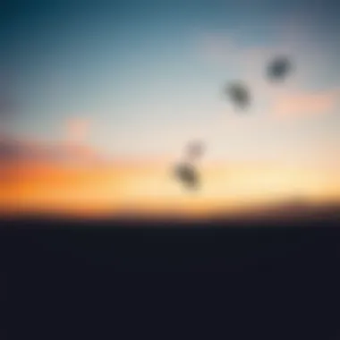 A scenic view of a local kiteboarding spot at sunset