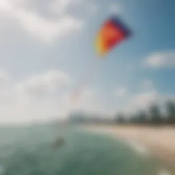 Colorful kites soaring over Miami's coastline