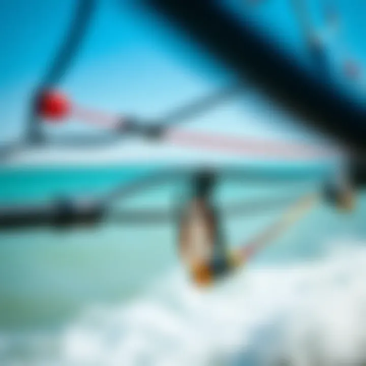 Close-up view of a kitesurfing bar showcasing its features and design