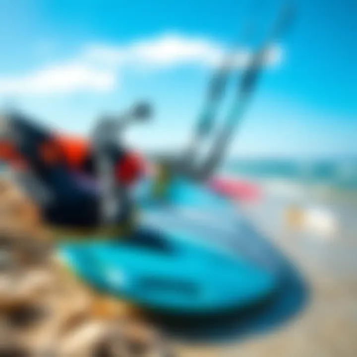 Kitesurfing Equipment on the Shore Close-up of kitesurfing equipment on the shore