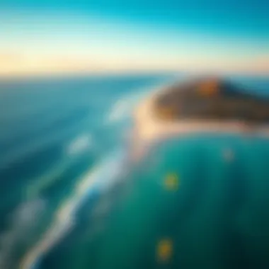 Captivating aerial view of kitesurfers on a pristine beach
