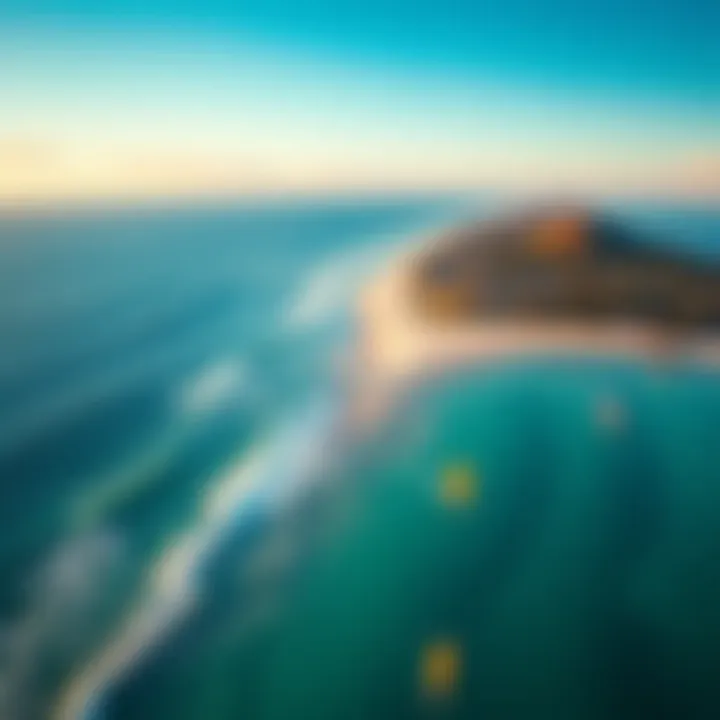 Captivating aerial view of kitesurfers on a pristine beach
