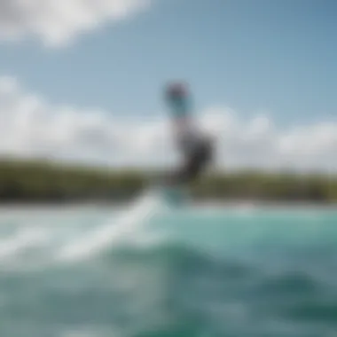 Dynamic Kitesurfing Action in Tulum Kitesurfers showcasing their skills in Tulum's clear waters