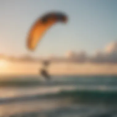 Kitesurfing at sunrise in Tulum