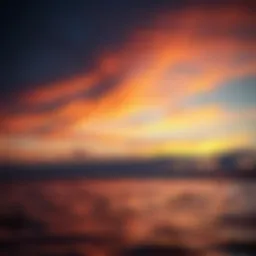 A serene view of Lake St. Clair at sunset, capturing the tranquil beauty of the water surface reflecting golden hues.