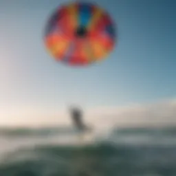 Kitesurfing in gentle winds with vibrant kites