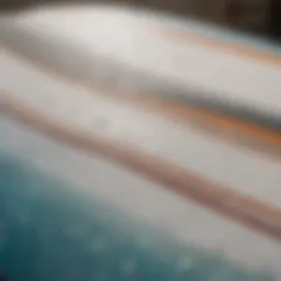 Detail of Liquid Force surf board construction materials