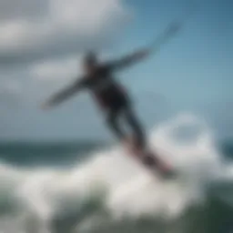 Dynamic kiteboarding maneuver over ocean waves