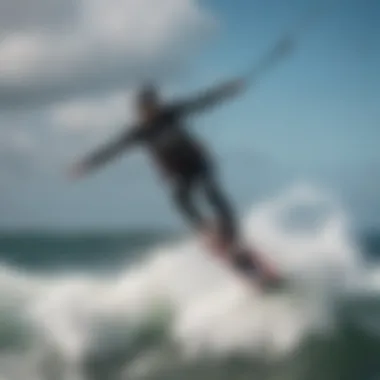 Dynamic kiteboarding maneuver over ocean waves