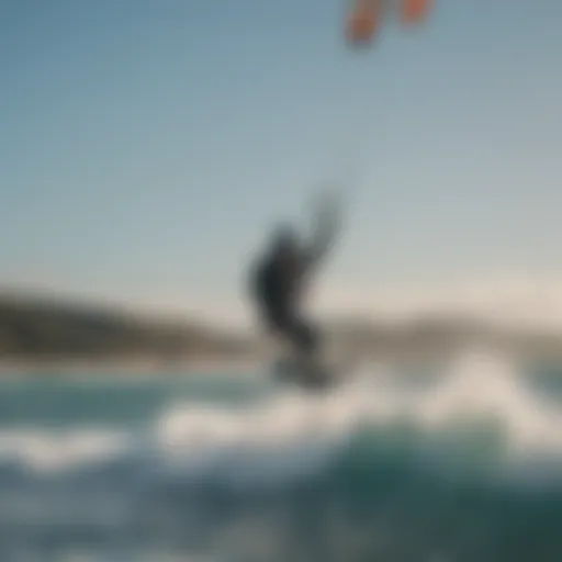 A kitesurfer soaring above the waves in a picturesque location