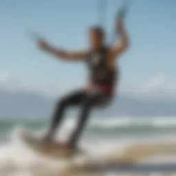 Vibrant kiteboarding action on the waves of Mancora