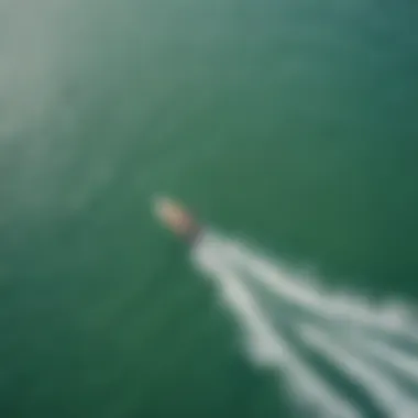 Aerial View of Miami's Kiteboarding Action Aerial view of kiteboarders riding the waves in Miami