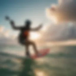 Kiteboarding at Miami Beach with vibrant colors in the sky