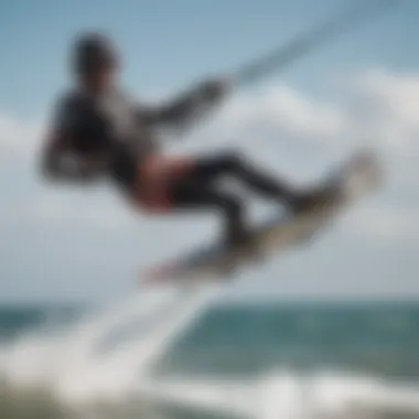 A kiteboarder demonstrating the advantages of Mystic gear in action