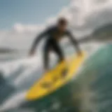 Dynamic view of Naish kite surfboard on water