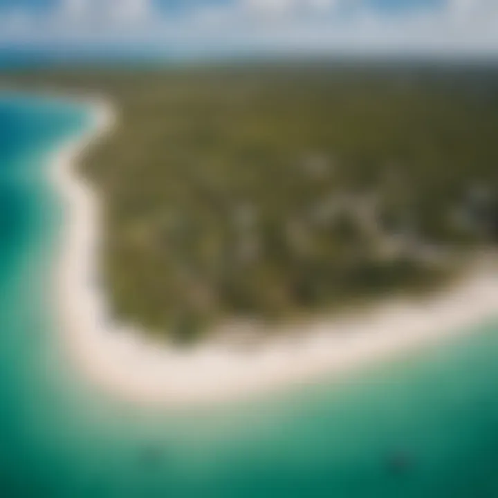 Aerial view of the kiteboarding spots in Turks and Caicos