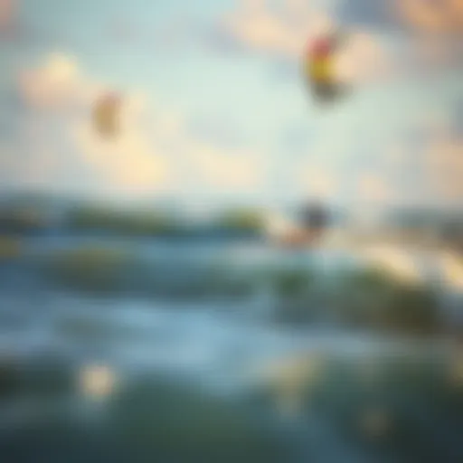 Kiteboarders in Action at Sandbridge Vibrant kiteboarders soaring above the waves at Sandbridge