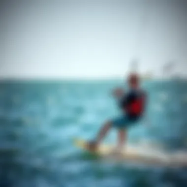 Kiteboarder testing slingshot accessories on the water