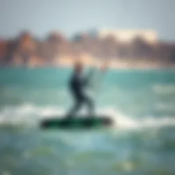 High-performance kiteboard on the water