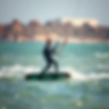 High-performance kiteboard on the water