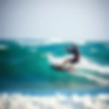 Kiteboarding in Action Dynamic scene of a kiteboarder navigating the waves, showcasing the agility provided by performance parts.