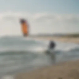 A stunning view of Texel's coastline with kiteboarders in action