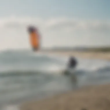 A stunning view of Texel's coastline with kiteboarders in action