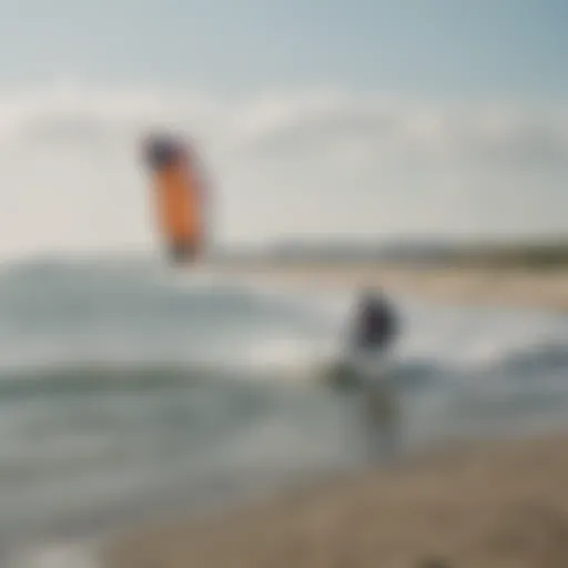 A stunning view of Texel's coastline with kiteboarders in action