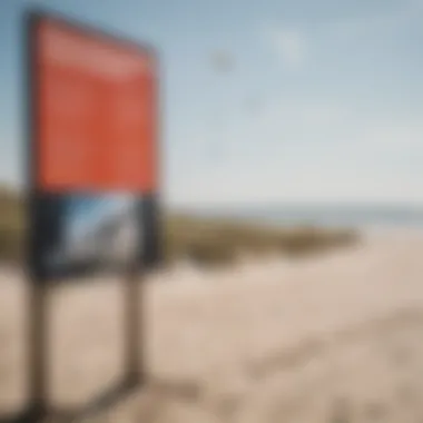 Safety tips displayed on a beach notice board for kiteboarders