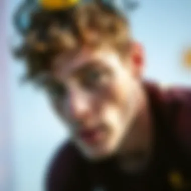 Concentration and Skill: The Mindset of Wave Riding A close-up of a kiteboarder's focused expression as they prepare to ride