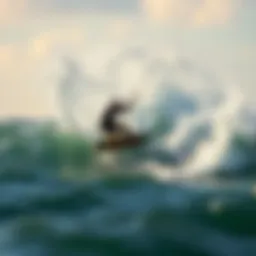 A skilled kiteboarder catching a perfect wave