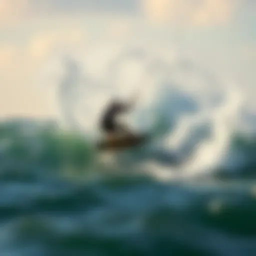 Mastery in Motion: The Art of Wave Riding A skilled kiteboarder catching a perfect wave