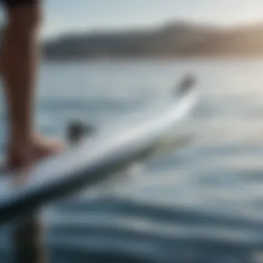 Close-up of hydrofoil surfboard components showcasing advanced technology