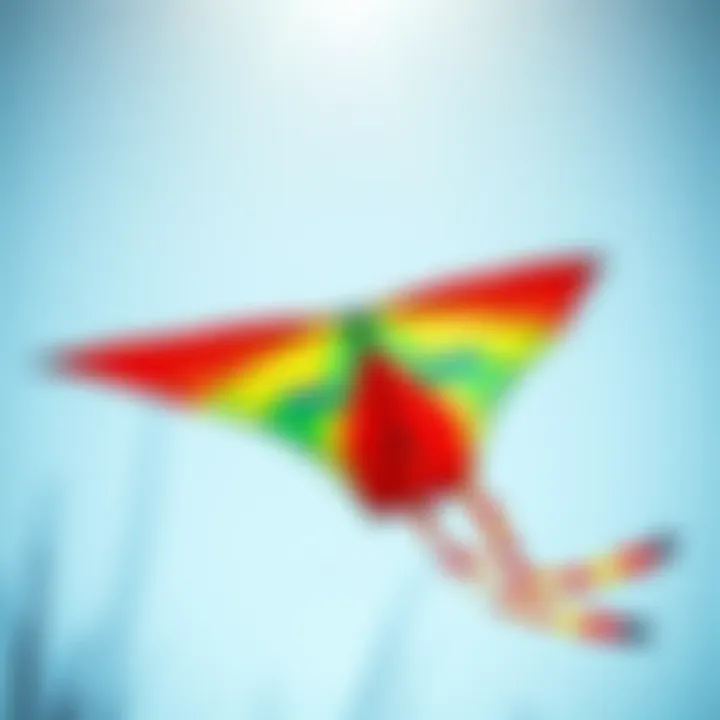 A vibrant kite soaring gracefully in gentle breezes