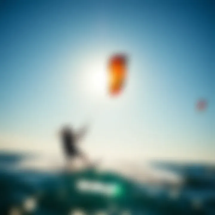 Kiteboarding Action with Duotone Kite 2022 A kiteboarder using the Duotone Kite 2022 against a stunning ocean backdrop