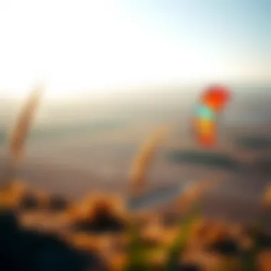 Optimal Kiting Location A serene location ideal for power kiting, showcasing vast open space and perfect wind conditions