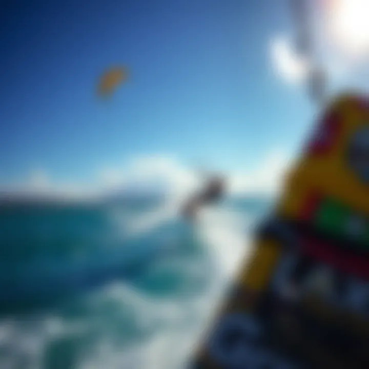 A vibrant kiteboarding scene capturing the essence of freedom and adventure