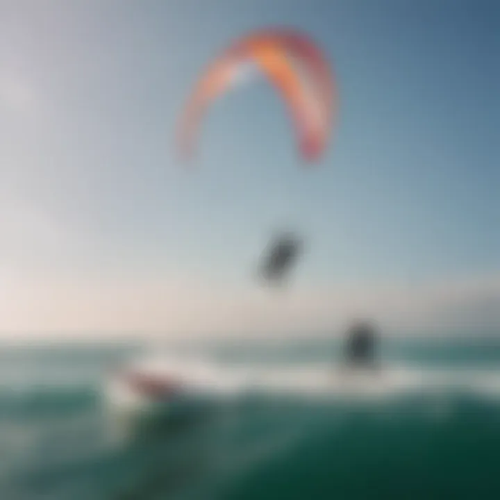 Kiteboarder performing an exciting maneuver with a light wind kite