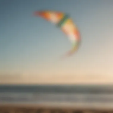 A light wind kite soaring gracefully above a tranquil beach