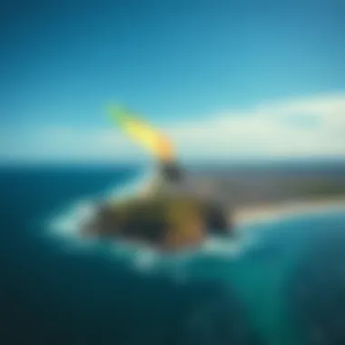 A scenic view of a popular wingsurfing location with perfect wind conditions